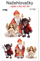 MOB Nažehlovačky - velikost archu A4, A5 nebo A6 - Mikuláš, anděl, čert