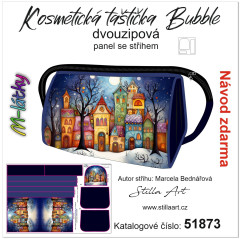 MOB B - Panel k ušití - kosmetická taštička Bubble + bonus klíčenka -  zimní domečky Kočárkovina - fotonávod v popisu produktu