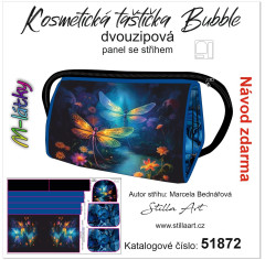 MOB B - Panel k ušití - kosmetická taštička Bubble + bonus klíčenka - magické vážky Kočárkovina - fotonávod v popisu produktu