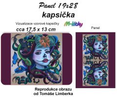 OB TL - Kapsička k nákupní tašce/kosmetická taštička - hlava medůzy Panel k ušití - náš tisk na objednávku - autor originálu obrazu Tomáš Limberk