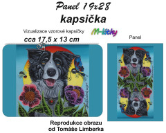 OB TL - Kapsička k nákupní tašce/kosmetická taštička - border kolie Panel k ušití - náš tisk na objednávku - autor originálu obrazu Tomáš Limberk