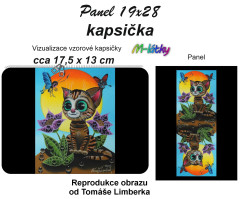 OB TL - Kapsička k nákupní tašce/kosmetická taštička - kočka Panel k ušití - náš tisk na objednávku - autor originálu obrazu Tomáš Limberk