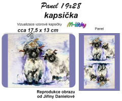 OB J - Kapsička k nákupní tašce/kosmetická taštička - ovečky Panel k ušití - náš tisk na objednávku
