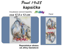 OB J - Kapsička k nákupní tašce/kosmetická taštička - holubi Panel k ušití - náš tisk na objednávku