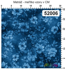 OB Metráž kolekce vintage modré květy náš tisk na objednávku – výběr z materiálů