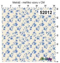 OB Metráž kolekce vintage modré květy náš tisk na objednávku – výběr z materiálů