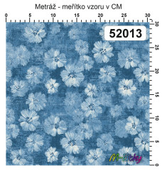 OB Metráž kolekce vintage modré květy náš tisk na objednávku – výběr z materiálů
