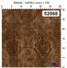 OB Metráž kolekce vintage hnědé květy náš tisk na objednávku – výběr z materiálů