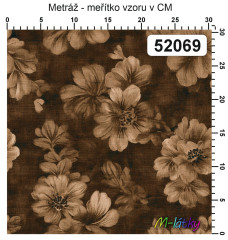 OB Metráž kolekce vintage hnědé květy náš tisk na objednávku – výběr z materiálů