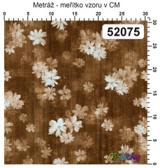 OB Metráž kolekce vintage hnědé květy náš tisk na objednávku – výběr z materiálů