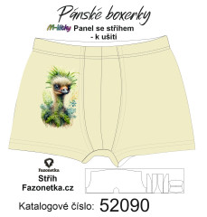 MOB F - Panel k ušití  pánské pánské Boxerky - pštros vlastní sublimační tisk na objendávku