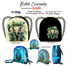 MOB D - Panel k ušití - batůžek  Everyday + bonusový panel 30x30 cm - střih Martina Alblová - slon fotonávod v popisu produktu