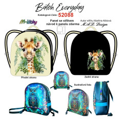 MOB D - Panel k ušití - batůžek  Everyday + bonusový panel 30x30 cm - střih Martina Alblová - žirafa fotonávod v popisu produktu