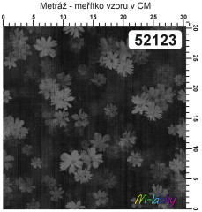 OB Metráž kolekce vintage černošedé květy náš tisk na objednávku – výběr z materiálů