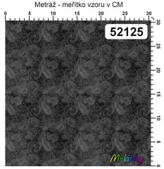 OB Metráž kolekce vintage černošedé květy náš tisk na objednávku – výběr z materiálů