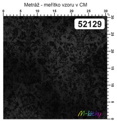 OB Metráž kolekce vintage černošedé květy náš tisk na objednávku – výběr z materiálů