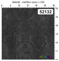 OB Metráž kolekce vintage černošedé květy náš tisk na objednávku – výběr z materiálů