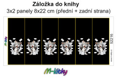 MOB Panel k ušití - záložka do knihy (3x2 ks panelů o rozměru 8x22 cm) - kočka leze dírou (mainská mývalí kočka) kočárkovina