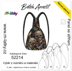 MOB Panel batoh Arnošt - lebky panel se střihem na objednávku