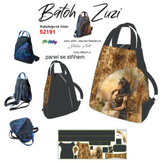 MOB B Panel batoh Zuzi střih Marcela Bednářová - Kleopatra - starověký Egypt panel se střihem tisk na ob jednávku