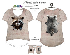 MOB F - Panel se střihem - dámské tričko Verona - mýval leze dírou Digitální tisk m-látky - výběr z variant  střih Fazonetka
