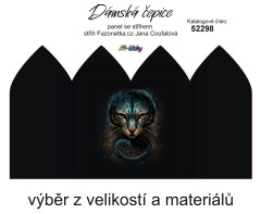 MOB Panel se střihem - dámská čepice Jana - znamení štír - kočka náš sublimační tisk na objednávku