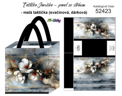 OB Panel - malá taštička Jaruška - malované květy kočárkovina - panel k ušití - vlastní tisk na objednávku