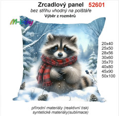 OB Zrcadlový panel na polštář mýval  v zimním lese náš tisk na objednávku