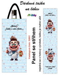 OB Panel k ušití - dárková taška na láhev (víno) - Alkohol? Jedině z rukou lékaře .... Kočárkovina - panel k ušití