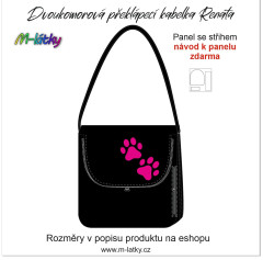 MOB Panel se střihem -  Kabelka Renata - dvoukomorová překlápěcí - růžové tlapky návod k panelu zdarma - více v popisu produktu