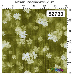 OB Metráž kolekce vintage zelené květy náš tisk na objednávku – výběr z materiálů