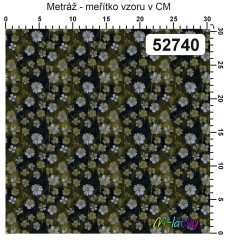 OB Metráž kolekce vintage zelené květy náš tisk na objednávku – výběr z materiálů