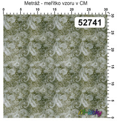 OB Metráž kolekce vintage zelené květy náš tisk na objednávku – výběr z materiálů