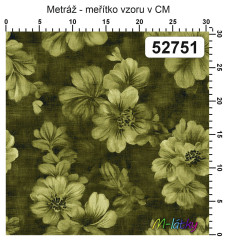 OB Metráž kolekce vintage zelené květy náš tisk na objednávku – výběr z materiálů