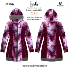 OB F - Panel dámská bunda Linda - fraktál panel se střihem tisk na objednávku