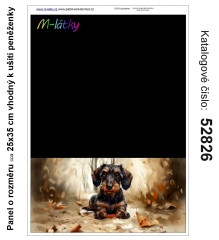 MOB Panel  o rozměru 25x35 cm - vhodný na ušití peněženky - jezevčík výběr z variant materiálu - vlastní sublimační tisk na objednávku