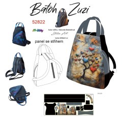 MOB B Panel batoh Zuzi střih Marcela Bednářová - strom života srdce panel se střihem tisk na ob jednávku