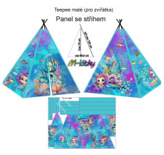 OB Panel k ušití - malé teepee pro zvířátka - Malá mořská panna - pelíšek