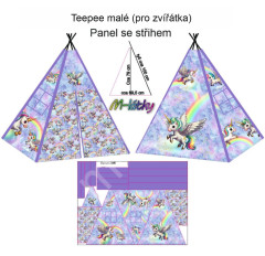 OB Panel k ušití - malé teepee pro zvířátka - Jednorožci - pelíšek