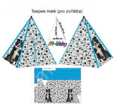 OB Panel k ušití - malé teepee pro zvířátka  - Border kolie - pelíšek