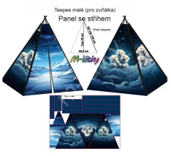 OB Panel k ušití - malé teepee pro zvířátka - lední medvědi - pelíšek