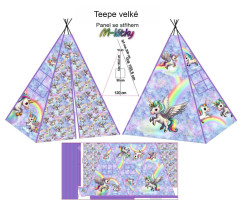 OB Panel k ušití -  teepee velké - jednorožci