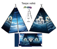 OB Panel k ušití - velké teepee - lední medvědi