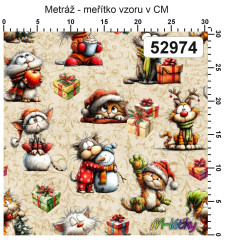 OB Metráž vánoční kočky náš tisk na objednávku – výběr z materiálů