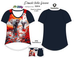 MOB F - Panel se střihem - dámské tričko Verona - sloni Digitální tisk m-látky - výběr z variant  střih Fazonetka