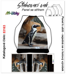 MOB Panel se střihem k ušití - stahovací vak - tučňák brýlový