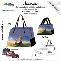 MOB Jana (kabelka/kosmetická taška, příruční zavazadlo, termotaška, cestovní taška)  L, XL, 2XL,3XL - Malý princ panel se střihem - fotonávod v popisu produktu