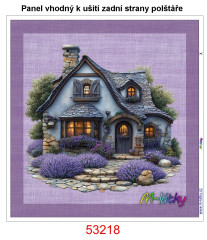 MOB Panel k ušití  - dekorativní polštář - dům s levandulemi výběr z variant