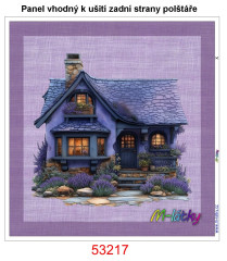 MOB Panel k ušití  - dekorativní polštář - dům s levandulemi výběr z variant