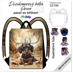 MOB Panel se střihem - Batoh Sirena - dvoukomorový překlápěcí batoh - jezevčík Kočárkovina - fotonávod v popisu produktu